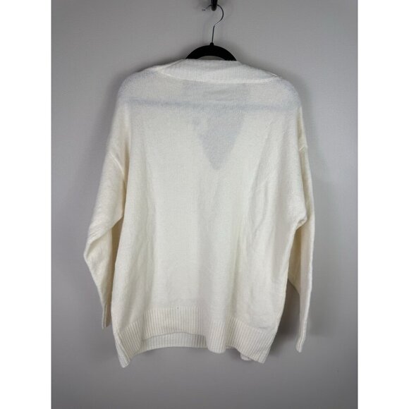 MANGO Women’s Oversized V-Neck Large Cream Pullover Sweater NWT Comfy Outdoor - Picture 8 of 10